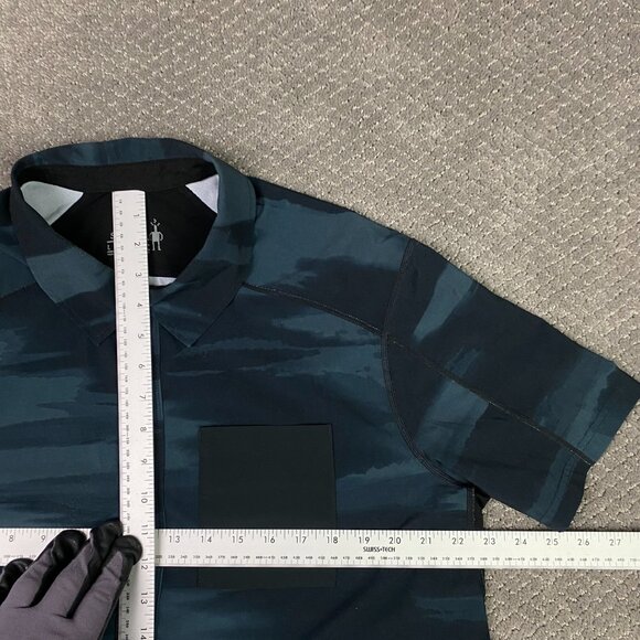 Smartwool Everyday Button Down Shirt Men's Large Black Horizon Print Merino Wool - Picture 8 of 10